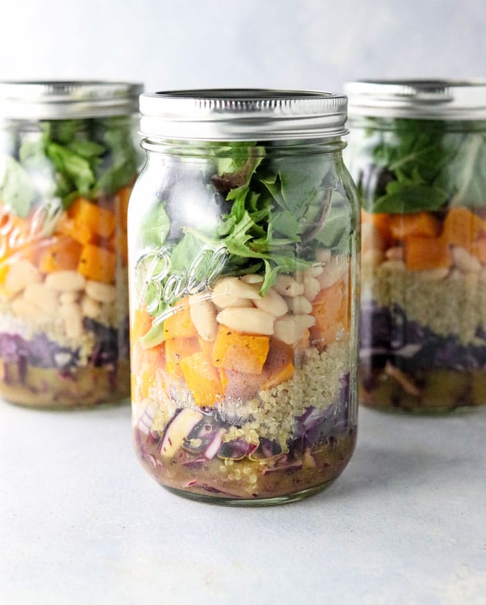 Fall Mason Jar Salad: Healthy Meal Prep with Maple Vinaigrette